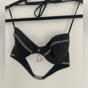 Christian DIOR swimsuit top monogram dangling “D” Dior sign size 34B S